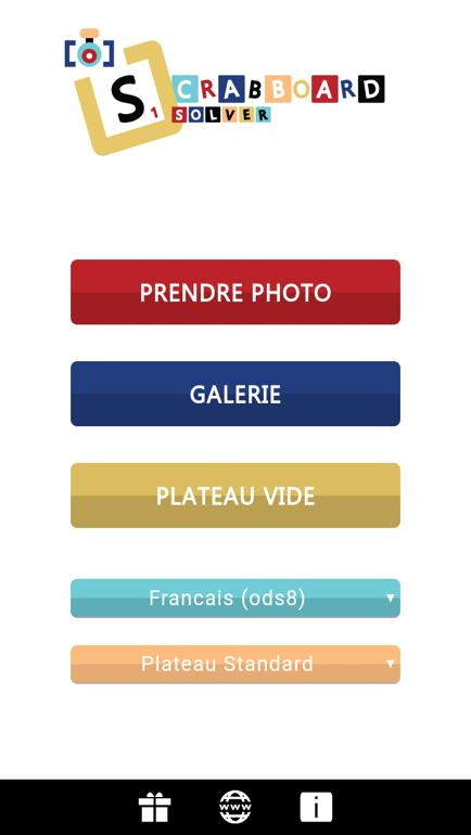 choix du menu dans application scrabboard solver