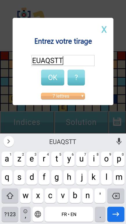 reconnaissance du tirage des lettres de scrabble